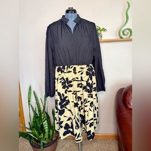 Elegant Black and Cream Midi Dress